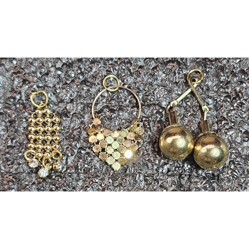 Set of 3 Vintage Gold Tone Metal Pendants